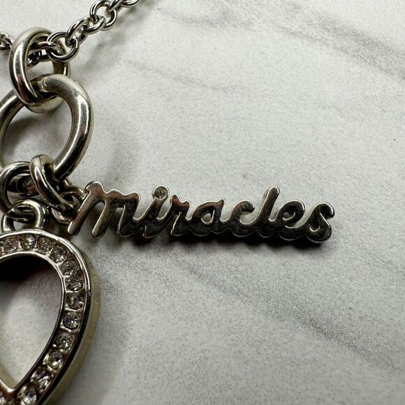 Chicos Silver Tone Chain Link Key Miracles Rhinestone Pendant Necklace ✨ - Picture 3 of 8